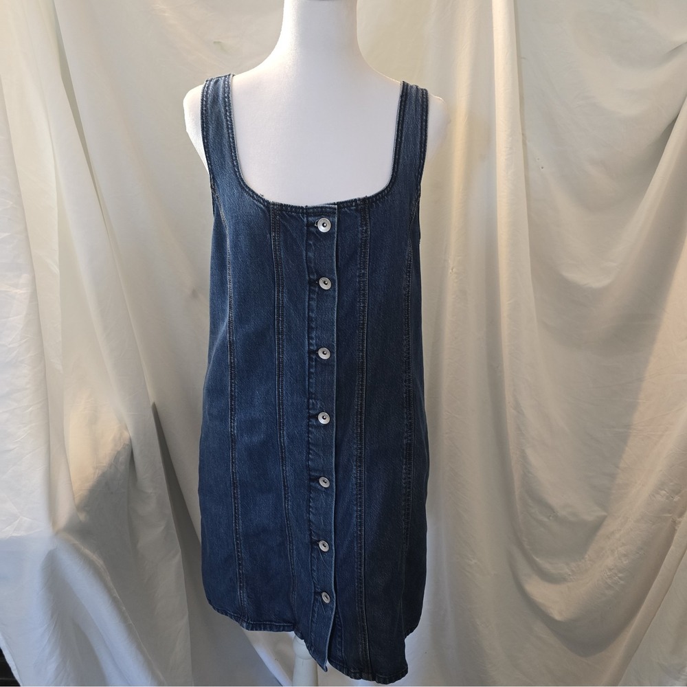 Sanctuary Blossom Denim Mini Dress Sleeveless Style Full Button Front Size S